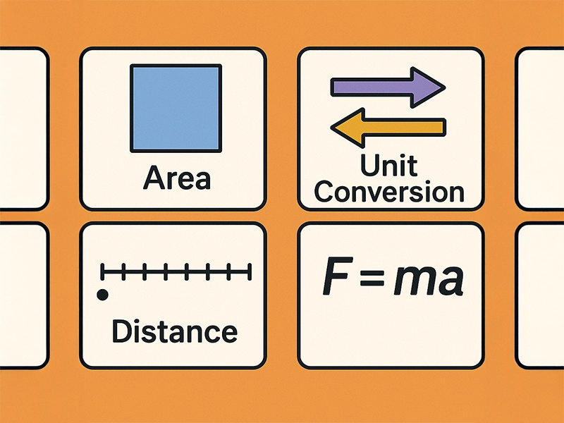 Various calculator interfaces for math and science calculations