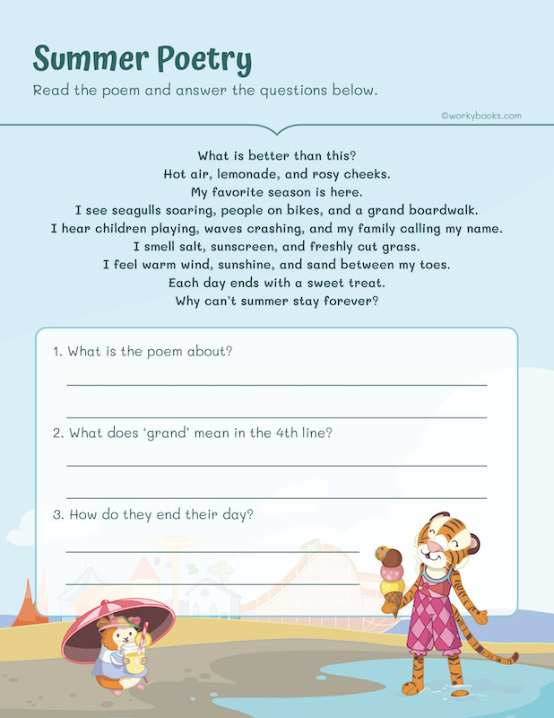 CCSS.ELA-LITERACY.RL.3.5 worksheet - summer poetry worksheet