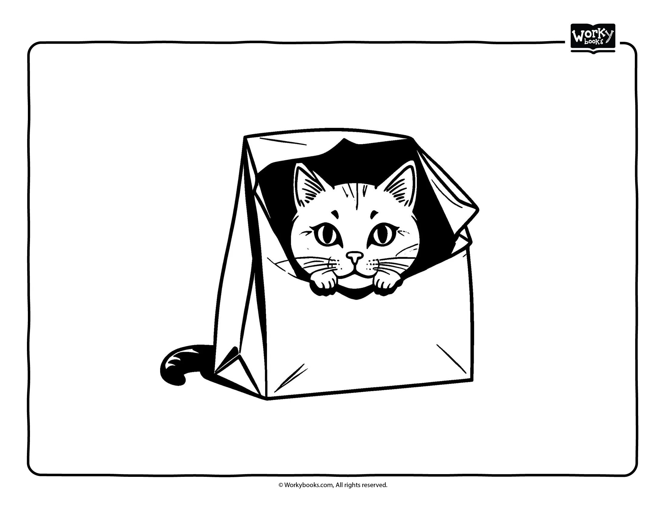 cat in bag coloring page