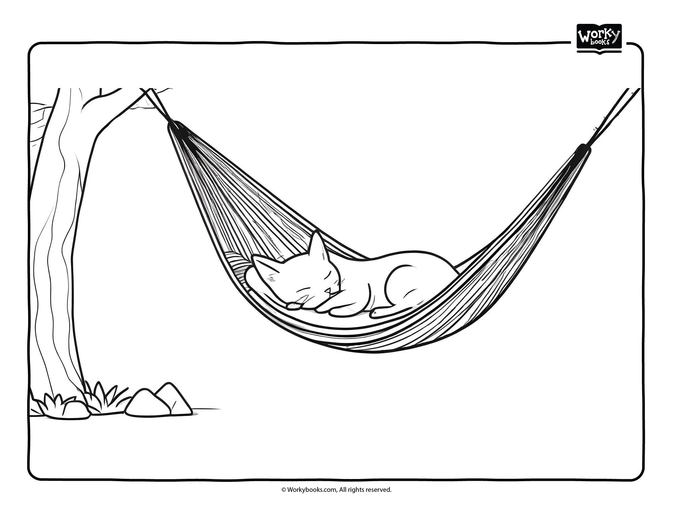 napping cat coloring page