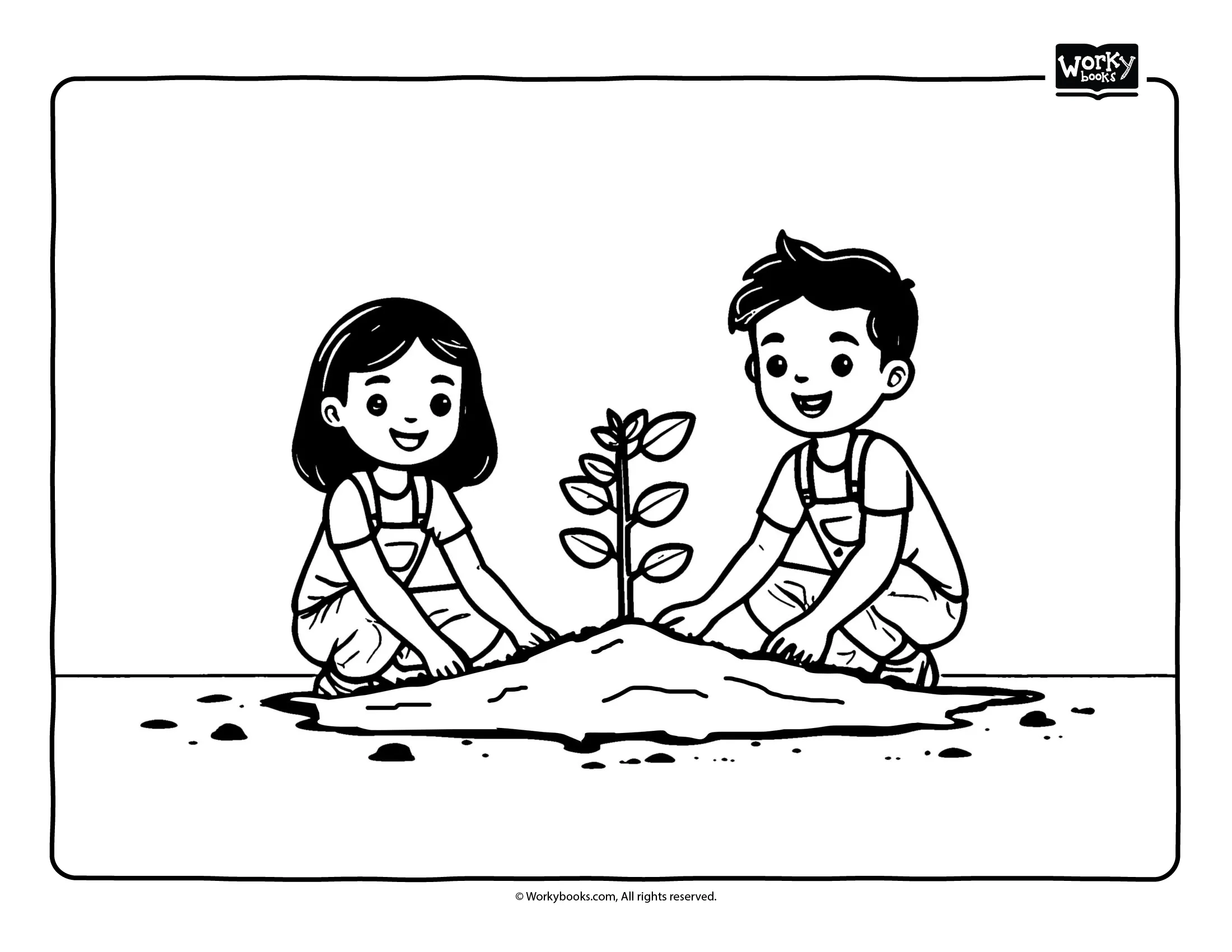 Planting a tree coloring page