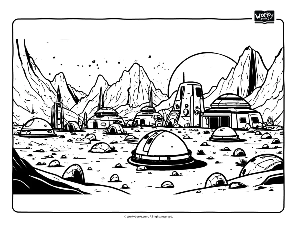 Martian Colony coloring page