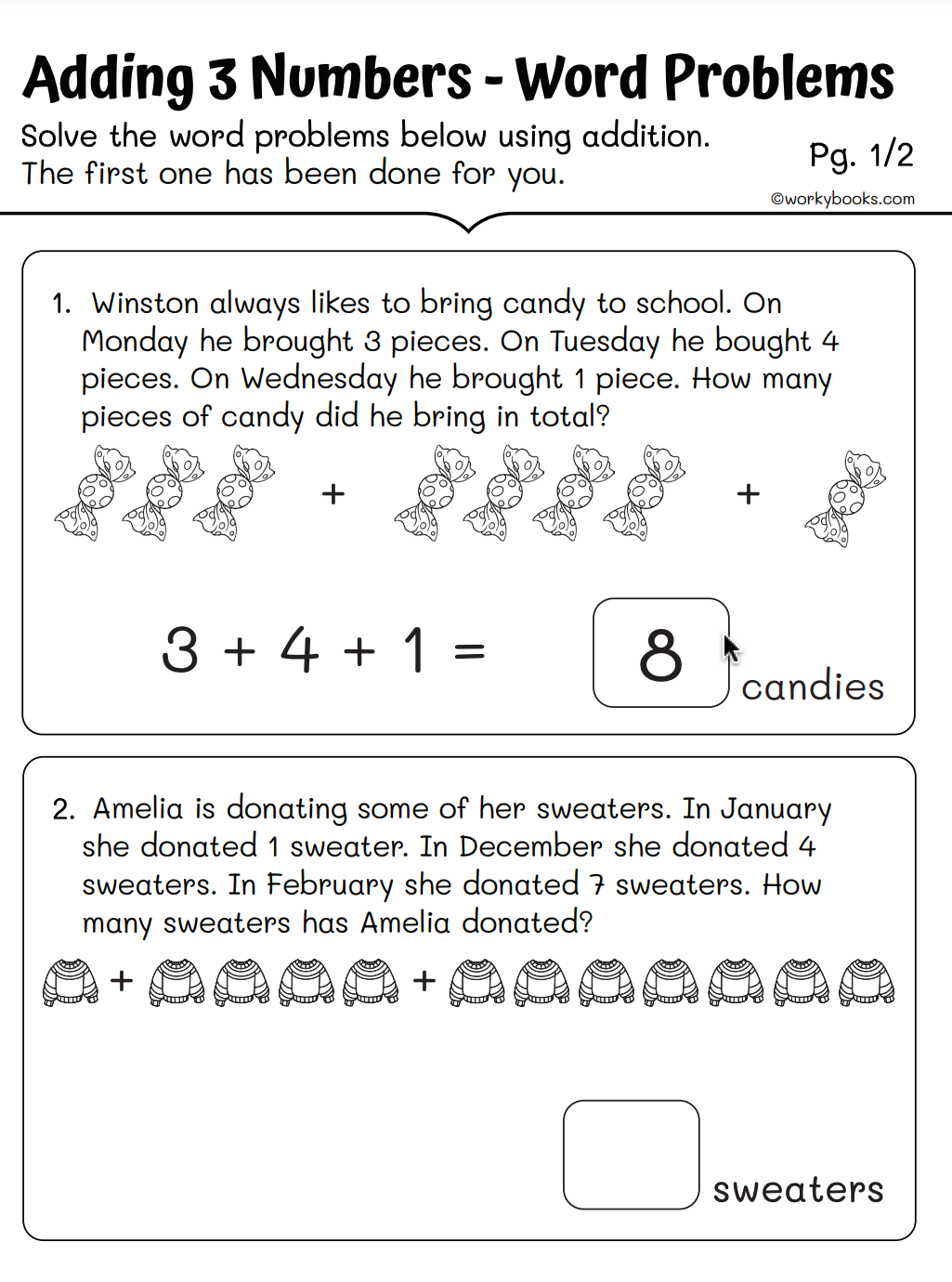 1st grade addition word problems