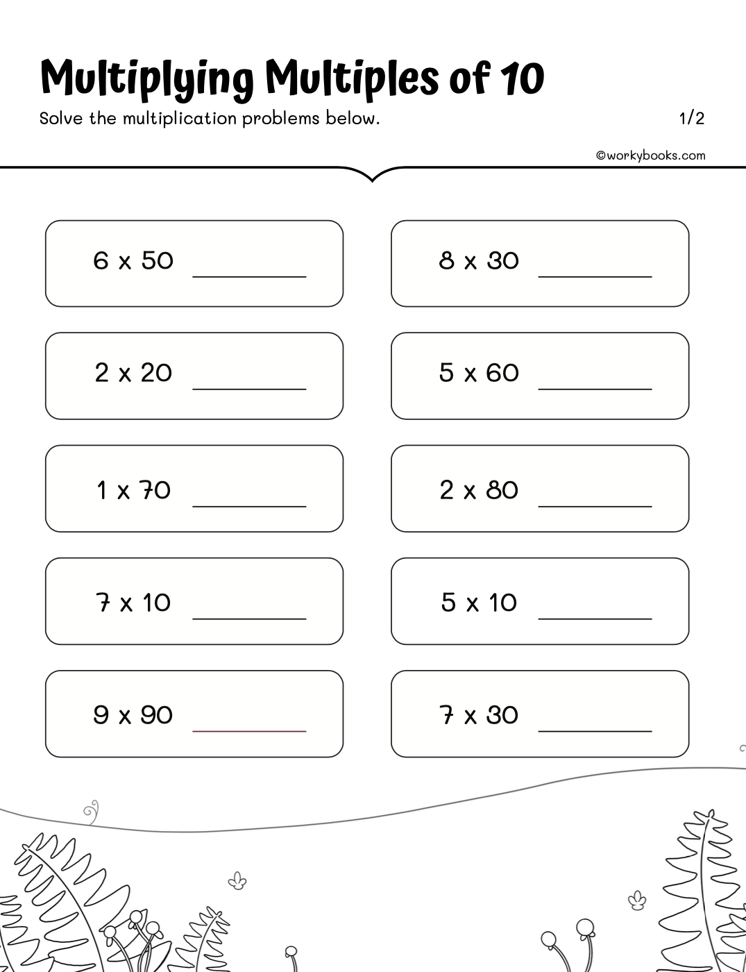 math worksheets- multiplication