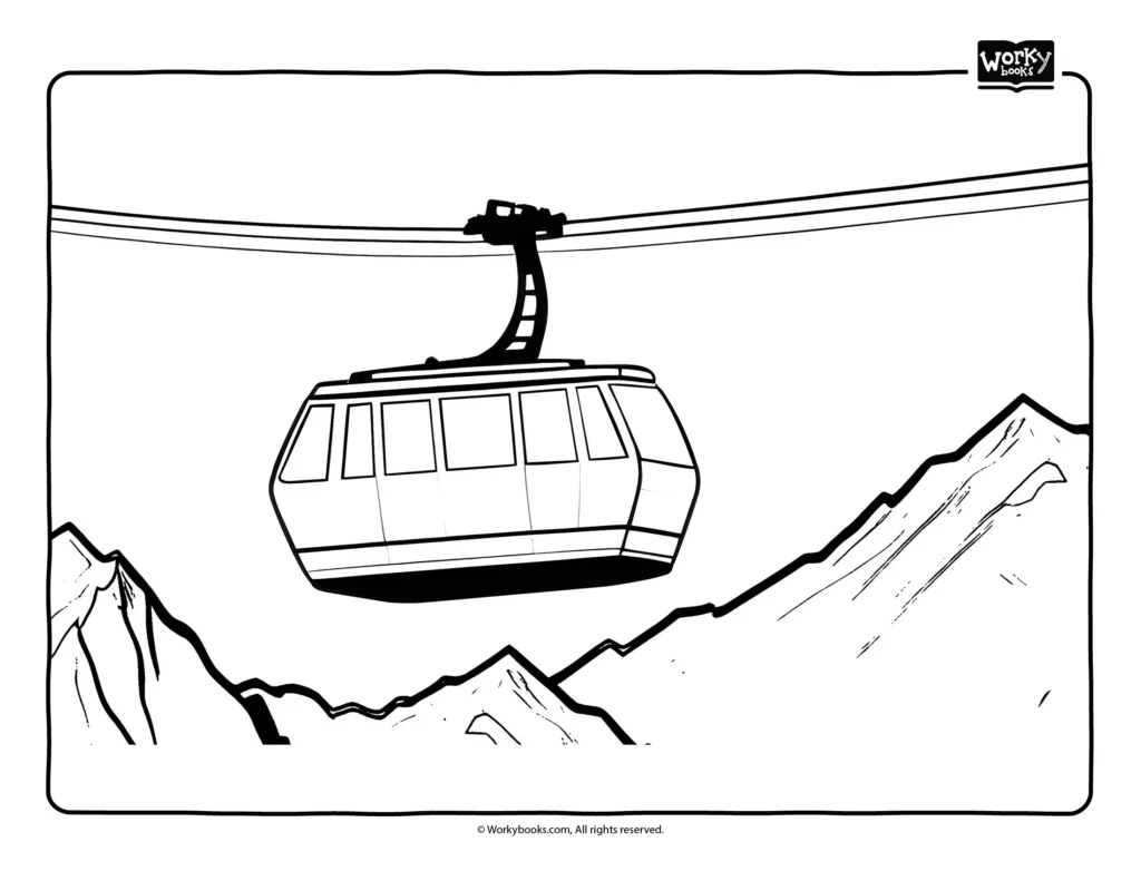 Cable car coloring page
