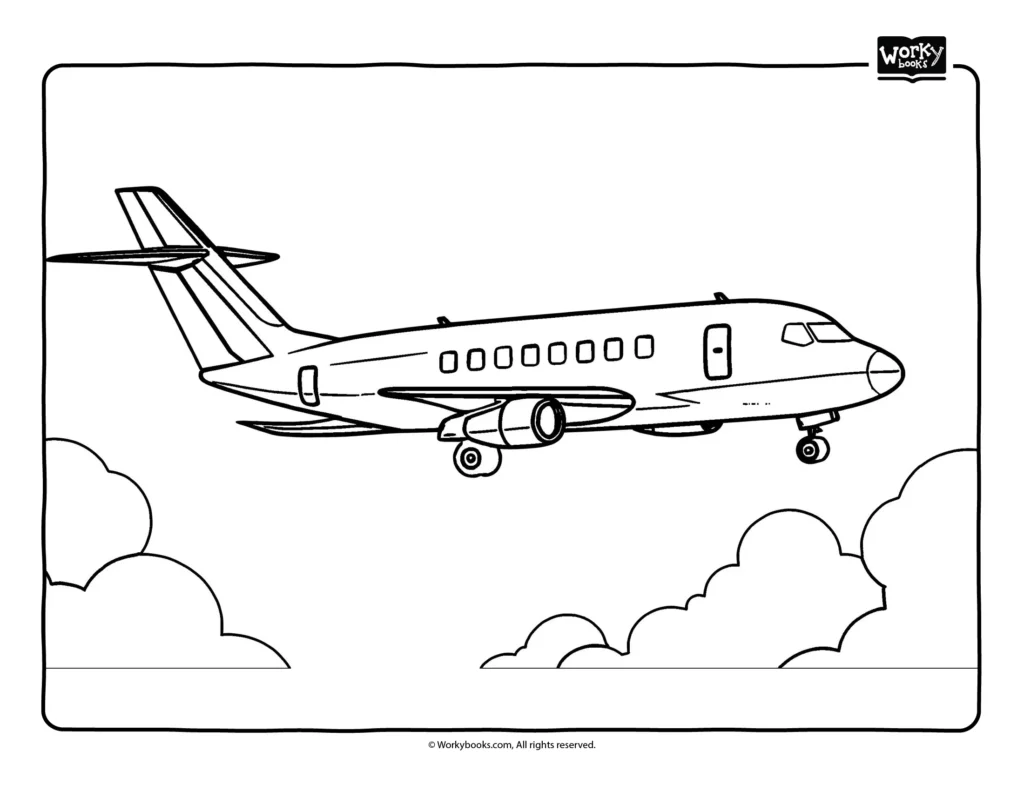 Plane with clouds coloring pages