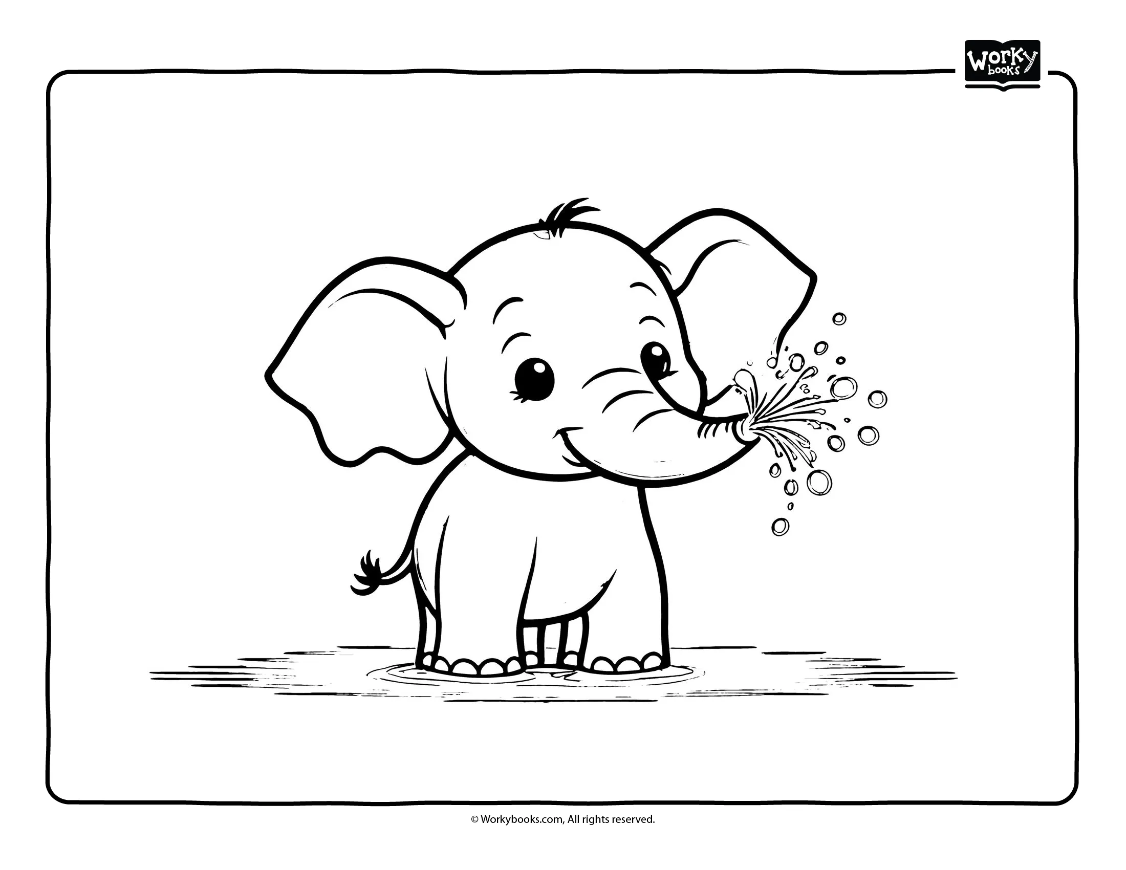 Elephant Spraying Water Playfully coloring page
