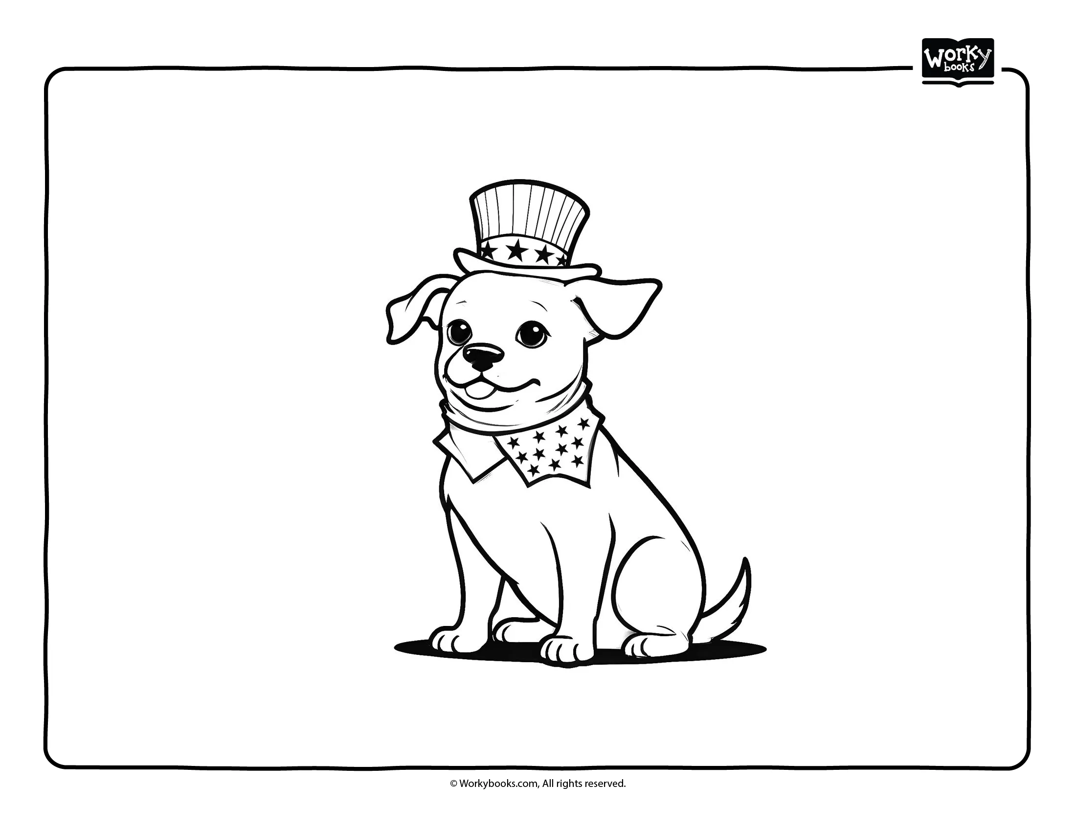 Fourth of July Patriotic Dog Coloring Page