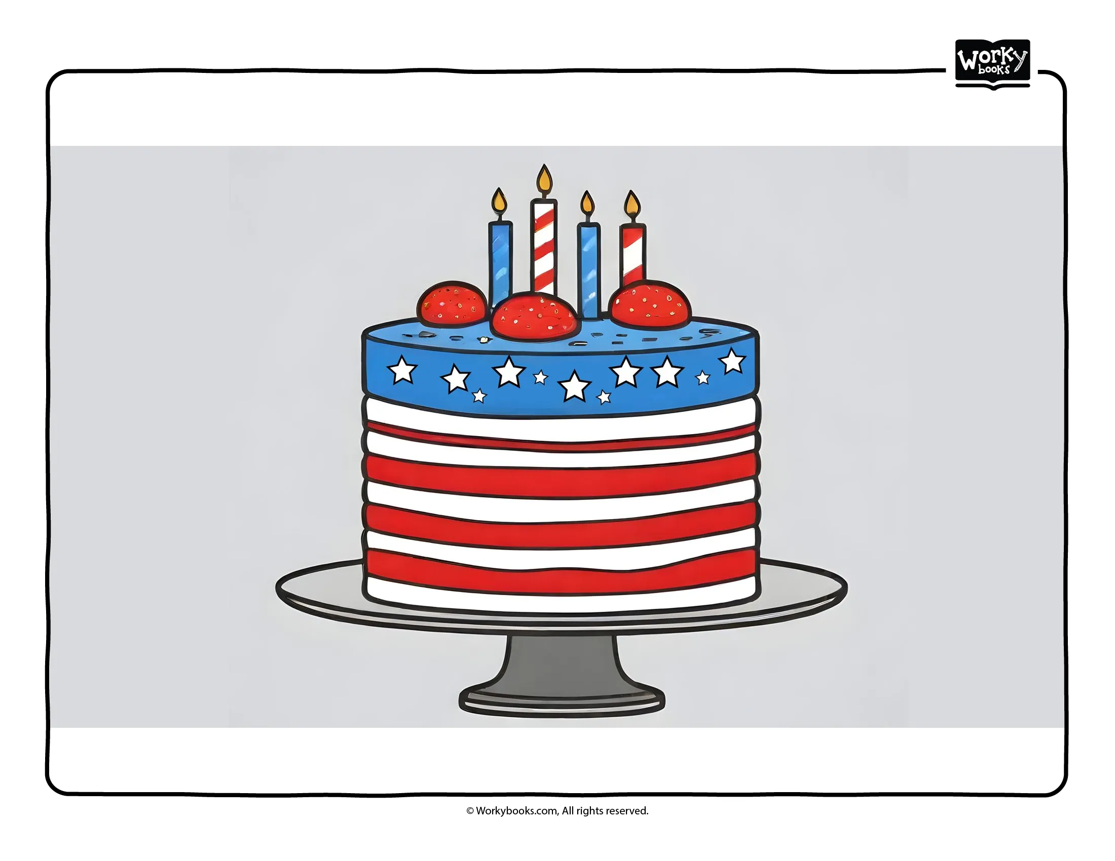 Fourth of July cake coloring page