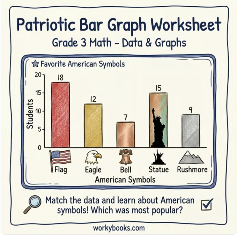 This is a No prep America 250 math activities- for Data and graphs unit assessment