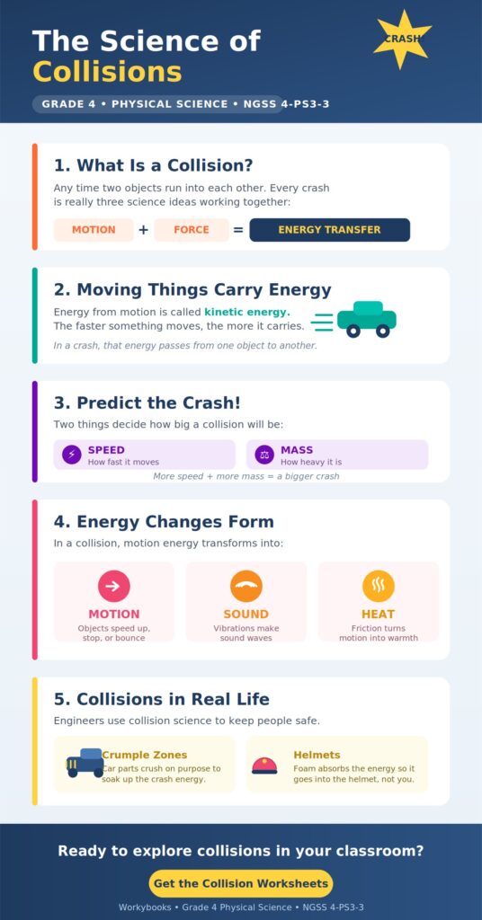collision worksheets infographic