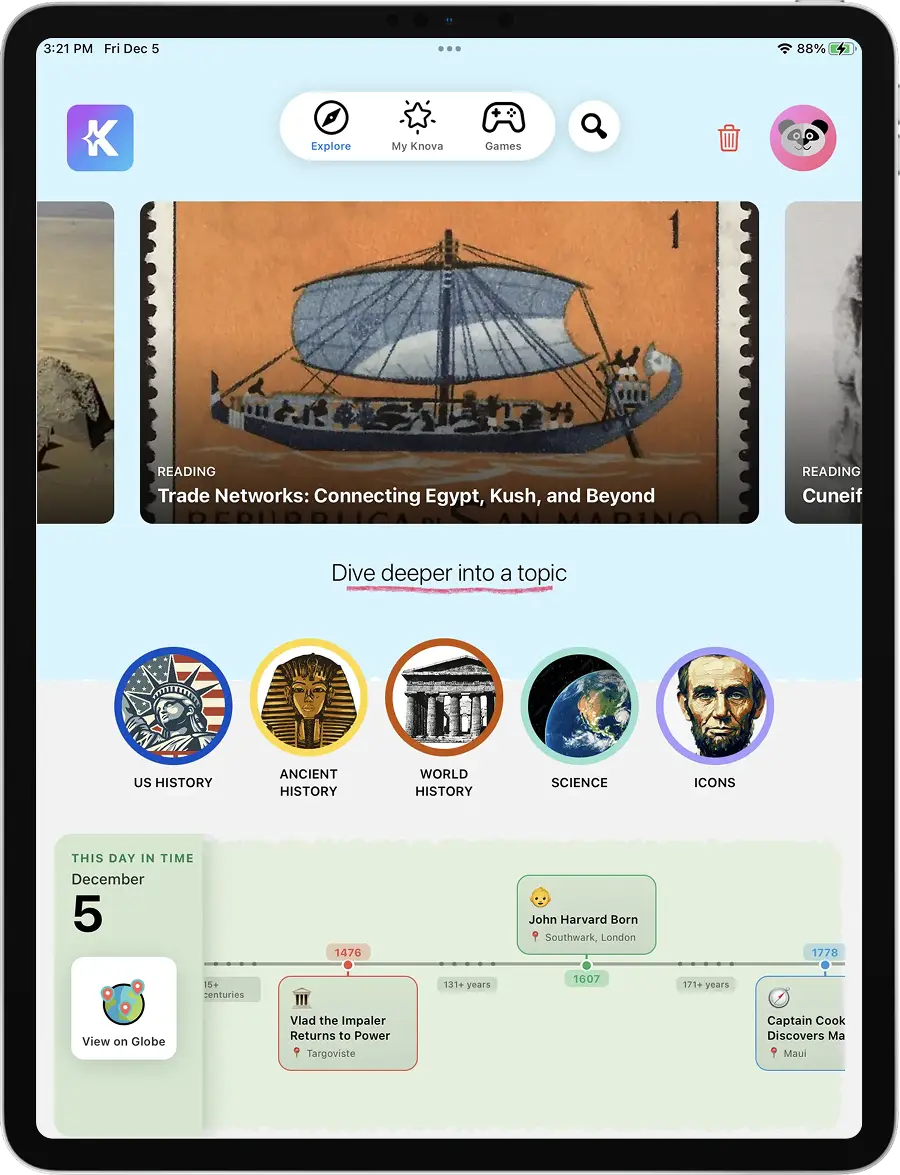 Knova App on iPad - Screen 1