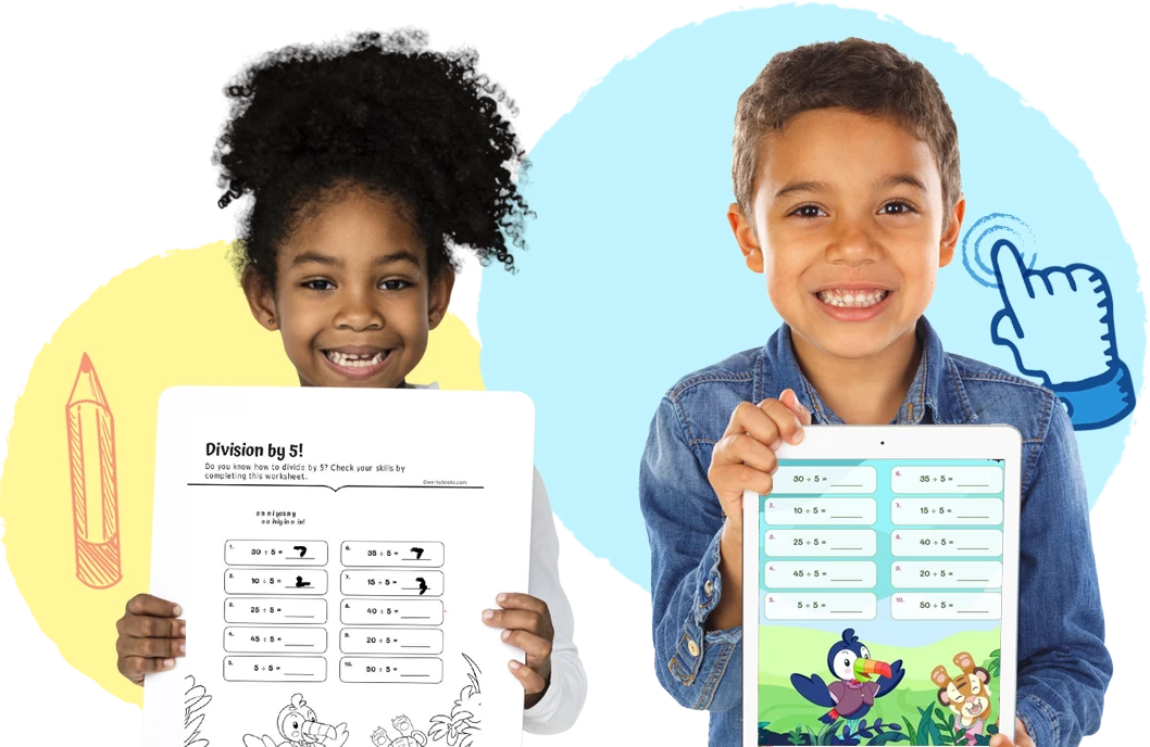 Blended learning approach showing both digital and printable worksheet formats
